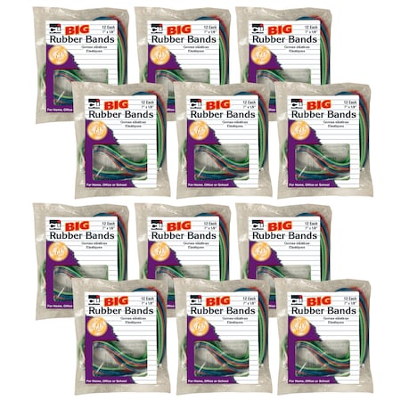 Charles Leonard Big Rubber Bands, 7" x 0.13", 12 Per Pack, PK12 56317